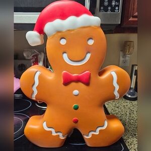 New. GINGERBREAD MAN LIGHTED BLOW MOLD CHRISTMAS YARD DECOR GEMMY 22" TALL